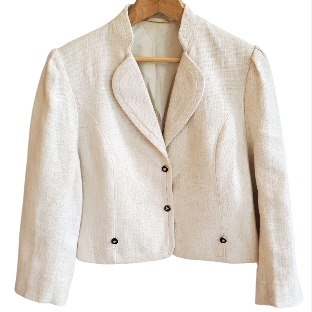 Maduson Vienna Vntg Women's Blazer. Cream Linen/Cotton. 12. #320
